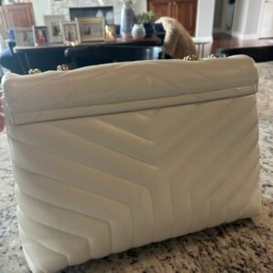 Saint Laurent YSL Loulou Medium Cream Leather Gold Chain Shoulder Bag Authentic - Image 6