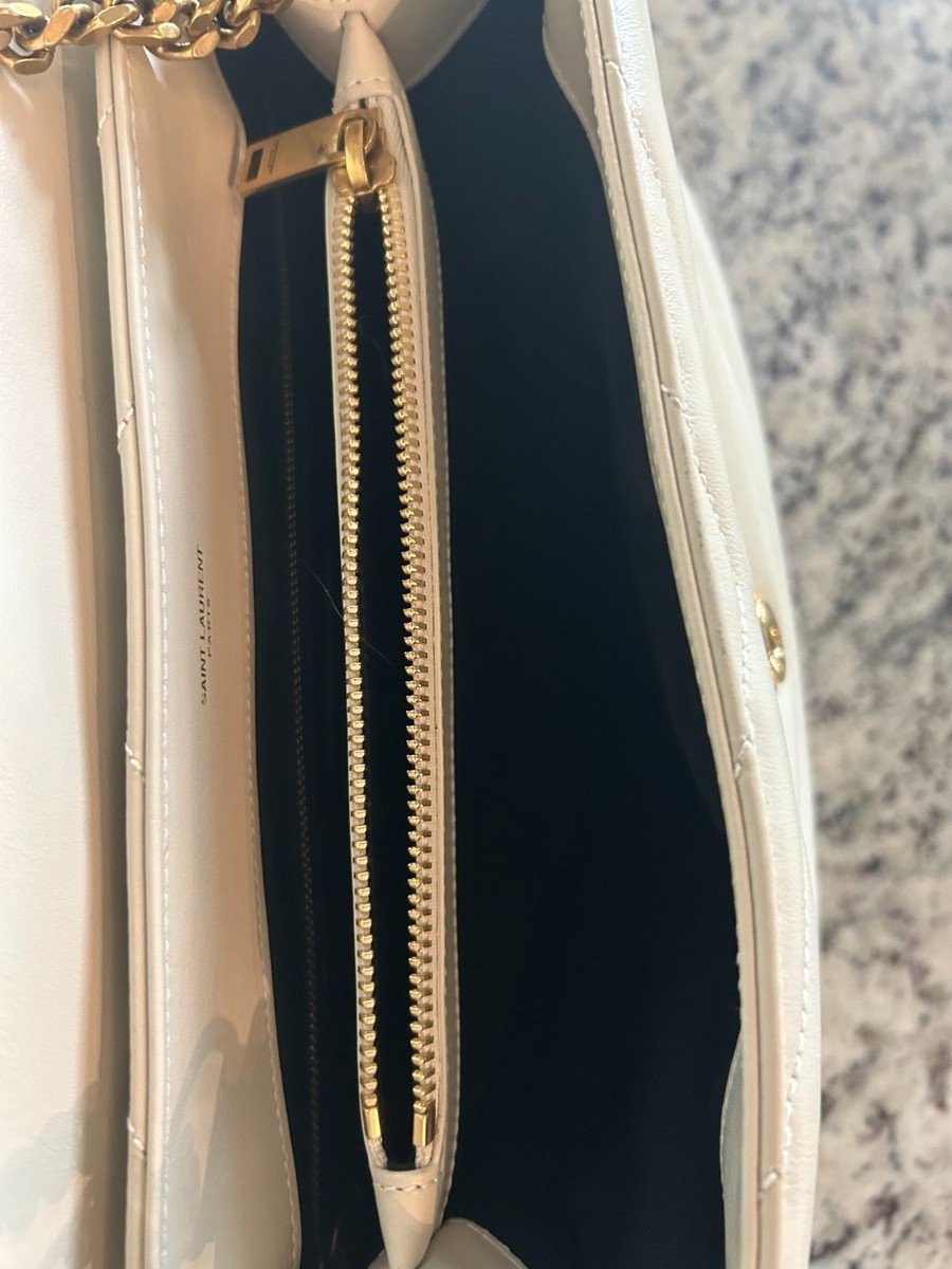 Saint Laurent YSL Loulou Medium Cream Leather Gold Chain Shoulder Bag Authentic - Image 5