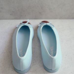 CHANEL 26S MATTHIEU BLAZY'S BALLET FLATS BURGUNDY BLUE LAMBSKIN SIZE 38.5 - Image 11