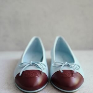 CHANEL 26S MATTHIEU BLAZY'S BALLET FLATS BURGUNDY BLUE LAMBSKIN SIZE 38.5 - Image 3
