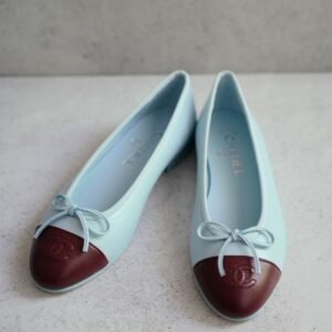 Alternative view of CHANEL 26S MATTHIEU BLAZY'S BALLET FLATS BURGUNDY BLUE LAMBSKIN SIZE 38.5