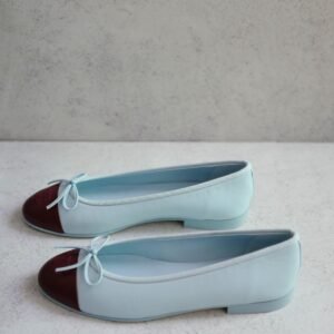CHANEL 26S MATTHIEU BLAZY'S BALLET FLATS BURGUNDY BLUE LAMBSKIN SIZE 38.5 - Image 5