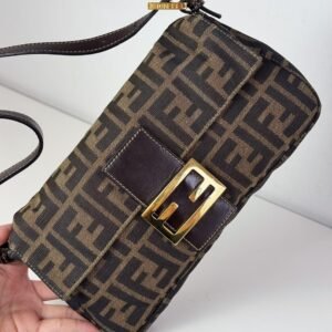 Fendi Vintage Gold Zucca Baguette Shoulder Bag - Image 17
