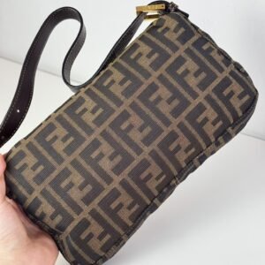 Fendi Vintage Gold Zucca Baguette Shoulder Bag - Image 16