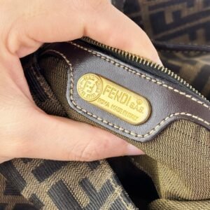 Fendi Vintage Gold Zucca Baguette Shoulder Bag - Image 6