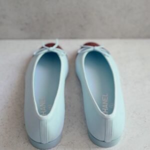 CHANEL 26S MATTHIEU BLAZY'S BALLET FLATS BURGUNDY BLUE LAMBSKIN SIZE 38.5 - Image 14