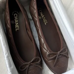 Chanel 26B Chocolate Dark Brown
Lambskin Quilted CC Ballet
Ballerina Flat 39 - Image 11