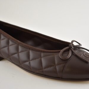 Chanel 26B Chocolate Dark Brown
Lambskin Quilted CC Ballet
Ballerina Flat 39 - Image 8