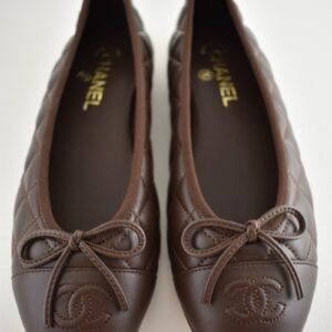 Chanel 26B Chocolate Dark Brown
Lambskin Quilted CC Ballet
Ballerina Flat 39 - Image 6