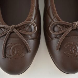 Chanel 26B Chocolate Dark Brown
Lambskin Quilted CC Ballet
Ballerina Flat 39 - Image 5