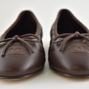 Chanel 26B Chocolate Dark Brown
Lambskin Quilted CC Ballet
Ballerina Flat 39 - Image 4