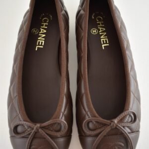 Chanel 26B Chocolate Dark Brown
Lambskin Quilted CC Ballet
Ballerina Flat 39 - Image 3