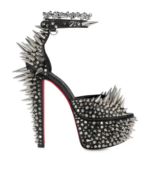 Christian Louboutin Estepic Alta 160 Leather Platform Sandals 37.5 - Image 6