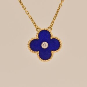 Van Cleef & Arpels 2010 Holiday Pendant Lapis Lazuli Diamond 18K Yellow Gold - Image 8