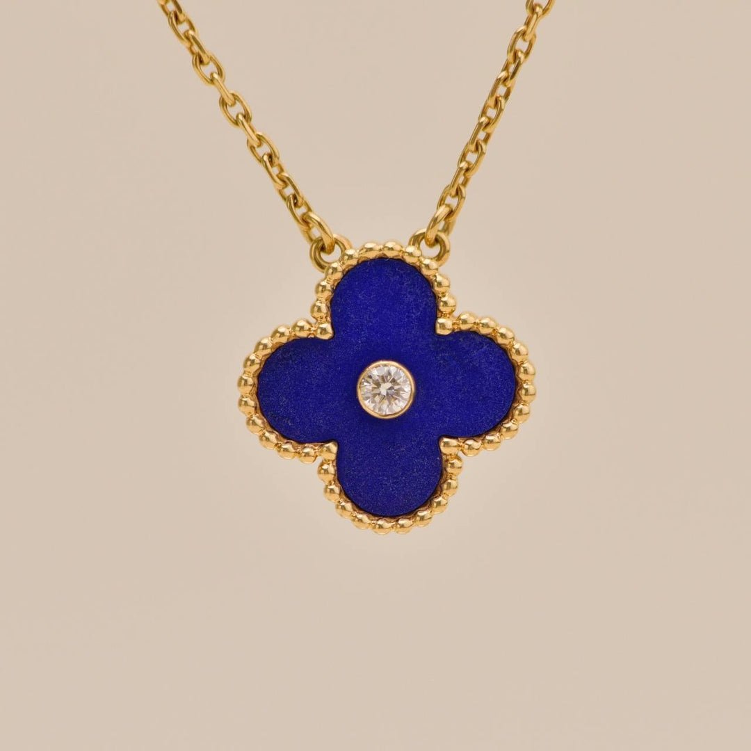 Van Cleef & Arpels 2010 Holiday Pendant Lapis Lazuli Diamond 18K Yellow Gold - Image 8