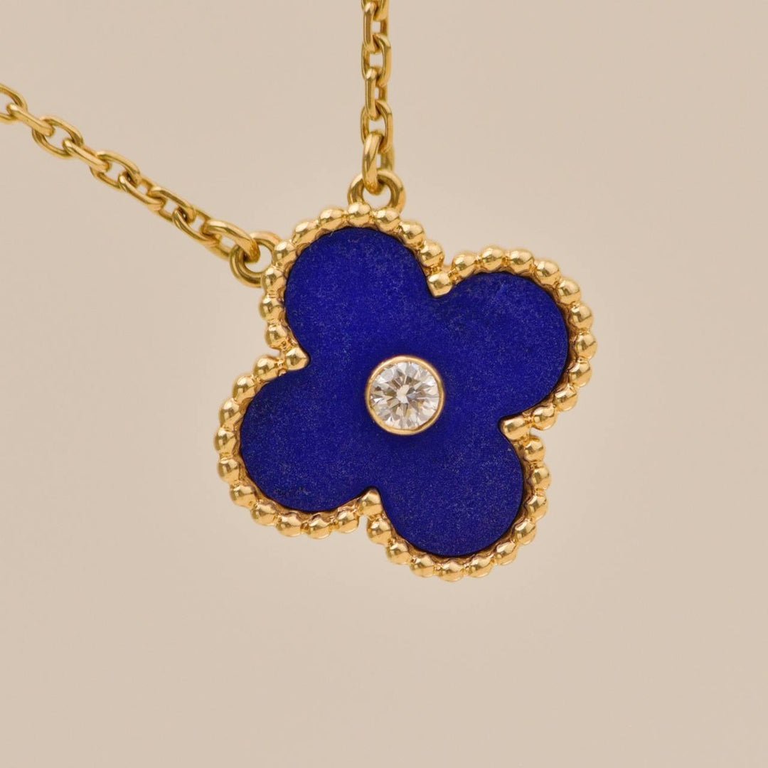 Van Cleef & Arpels 2010 Holiday Pendant Lapis Lazuli Diamond 18K Yellow Gold - Image 2
