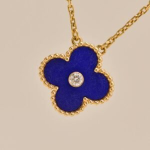 Van Cleef & Arpels 2010 Holiday Pendant Lapis Lazuli Diamond 18K Yellow Gold - Image 7