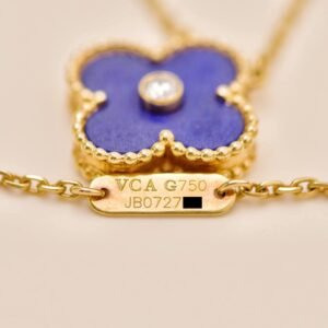 Van Cleef & Arpels 2010 Holiday Pendant Lapis Lazuli Diamond 18K Yellow Gold - Image 5