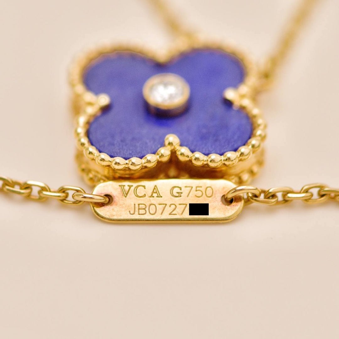 Van Cleef & Arpels 2010 Holiday Pendant Lapis Lazuli Diamond 18K Yellow Gold - Image 5