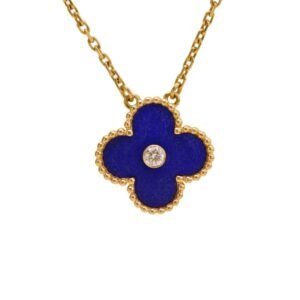 Van Cleef & Arpels 2010 Holiday Pendant Lapis Lazuli Diamond 18K Yellow Gold