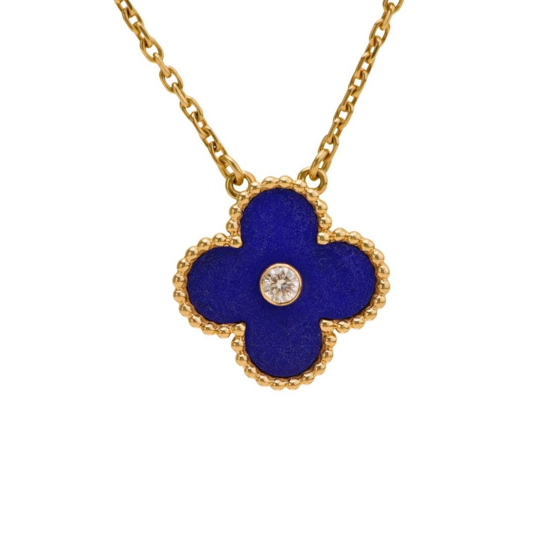 Van Cleef & Arpels 2010 Holiday Pendant Lapis Lazuli Diamond 18K Yellow Gold